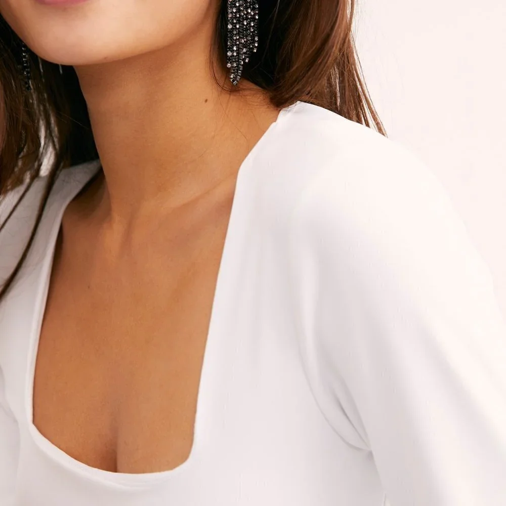 Free People Truth Or Square Bodysuit in White